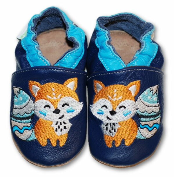 Pantofi din piele cu talpă moale și broderie Fiorino EkoTuptusie V2 - Cute Foxy
