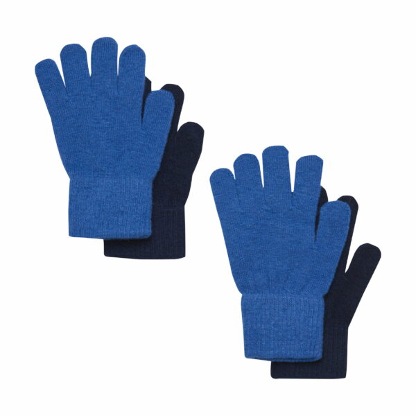 Set mănuși cu degete din lână tricotată cobalt dark navy CeLaVi