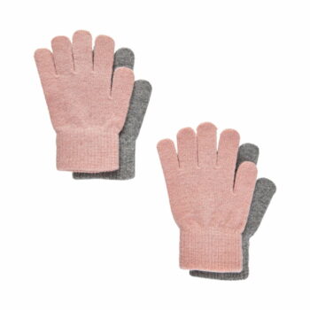 Set mănuși cu degete din lână tricotată misty rose grey CeLaVi