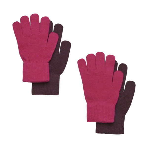Set mănuși cu degete din lână tricotată pink wine CeLaVi