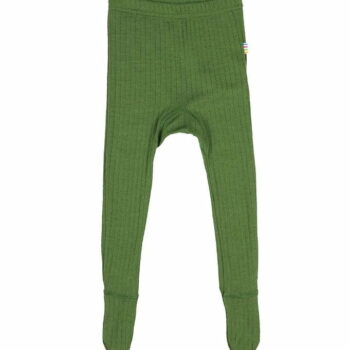 Pantaloni colanţi cu botoșei din lână merinos pentru copii Bottle Green Joha