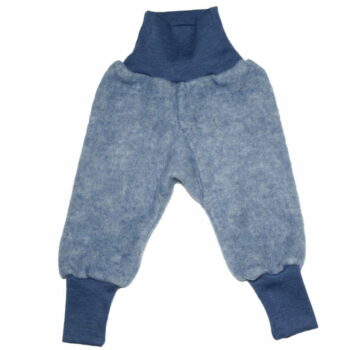 Pantaloni fleece din lână merinos și bumbac organic - Blue