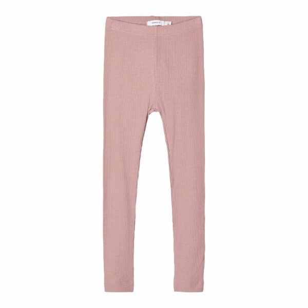 Colanți pantaloni bumbac organic şi modal rib pentru copii woodrose pink Name It
