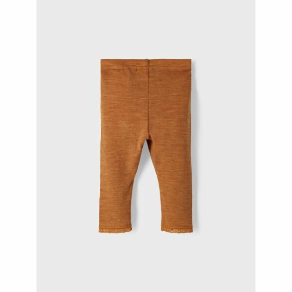 Colanți pantaloni lână merinos pentru copii pointelle brown sugar Name It
