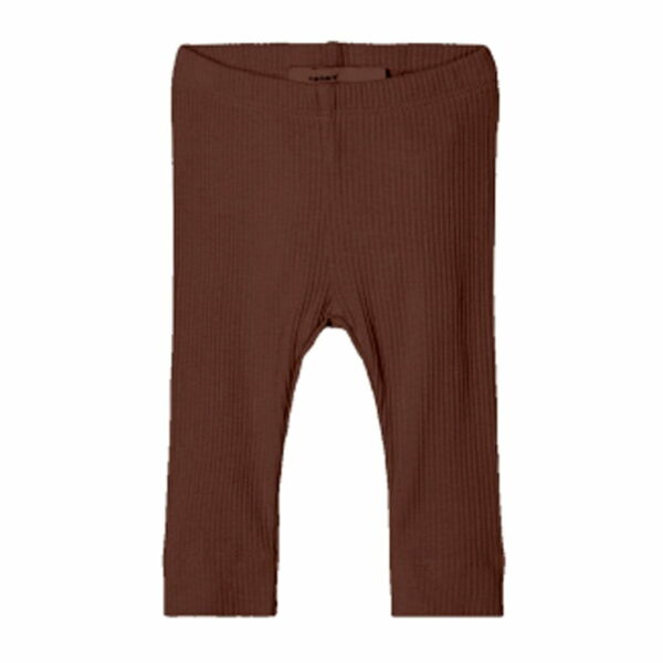 Colanți pantaloni bumbac organic şi modal rib pentru copii rocky road brown Name It