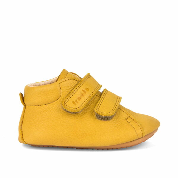 Pantofi barefoot din piele cu velcro şi talpă extra flexibilă pentru primii pași yellow Froddo