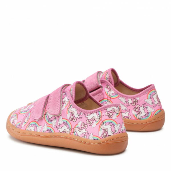 Pantofi barefoot din piele cu velcro şi talpă extra flexibilă pink Froddo 3