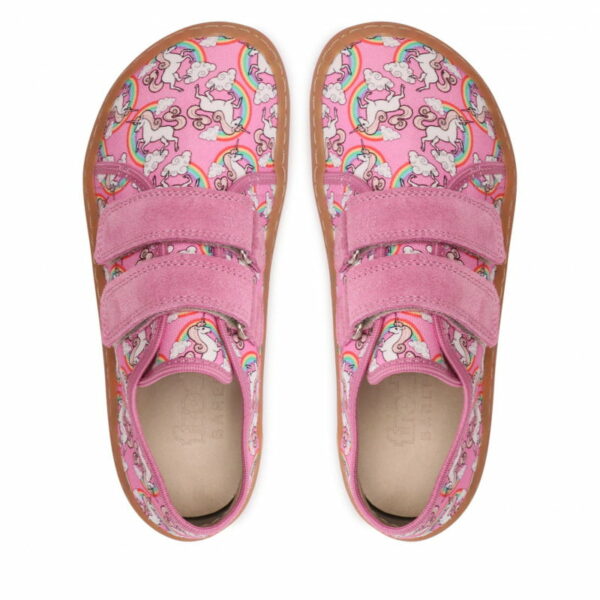 Pantofi barefoot din piele cu velcro şi talpă extra flexibilă pink Froddo 6