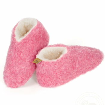 Papuci de casă lână cu talpă aniderapantă pink Skiper Alwero