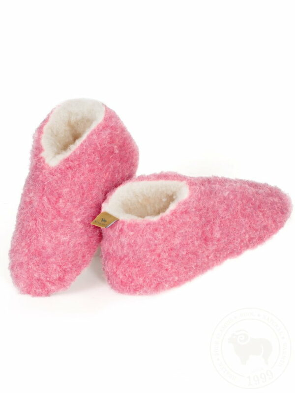 Papuci de casă lână cu talpă aniderapantă pink Skiper Alwero