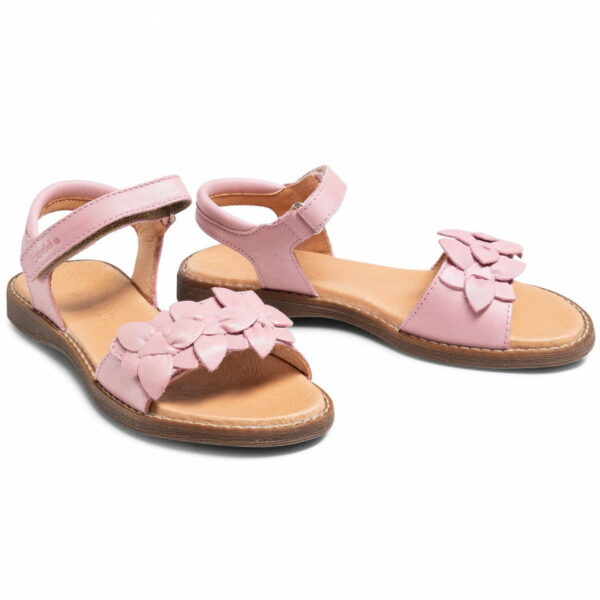 Sandale din piele cu velcro şi talpă extra flexibilă Flowers Pink Froddo 5