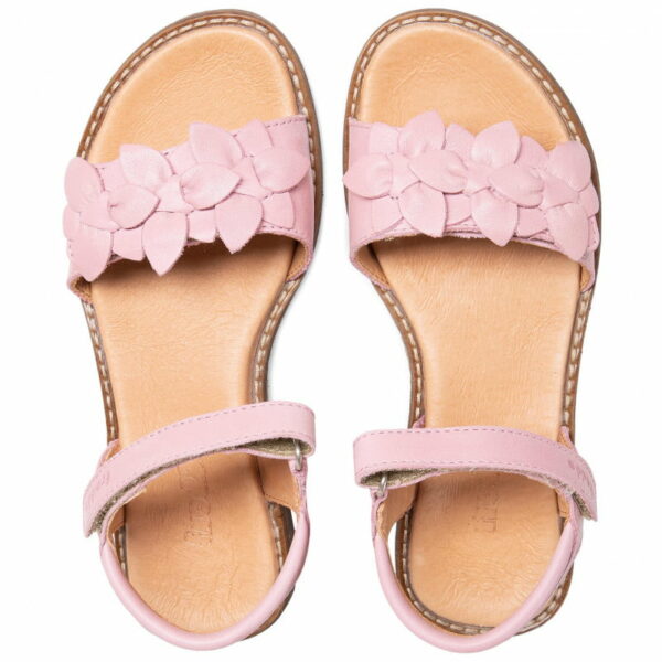 Sandale din piele cu velcro şi talpă extra flexibilă Flowers Pink Froddo 6