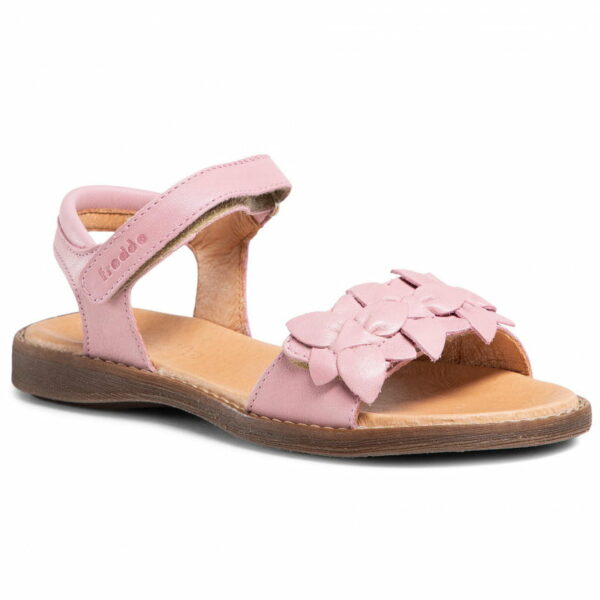 Sandale din piele cu velcro şi talpă extra flexibilă Flowers Pink Froddo