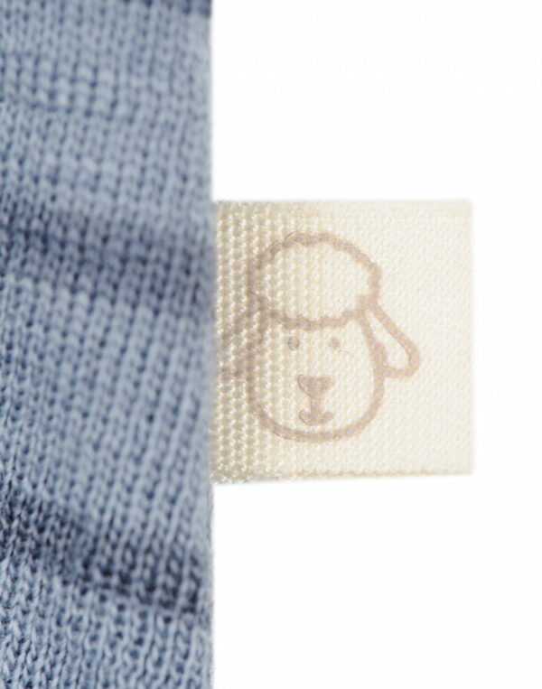 Body cu mânecă scurtă blue stripes din lână merinos organică pentru bebeluși Dilling 2