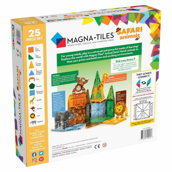 Magna-Tiles Set 25 piese magnetice de construcție colorate Safari Animals 4