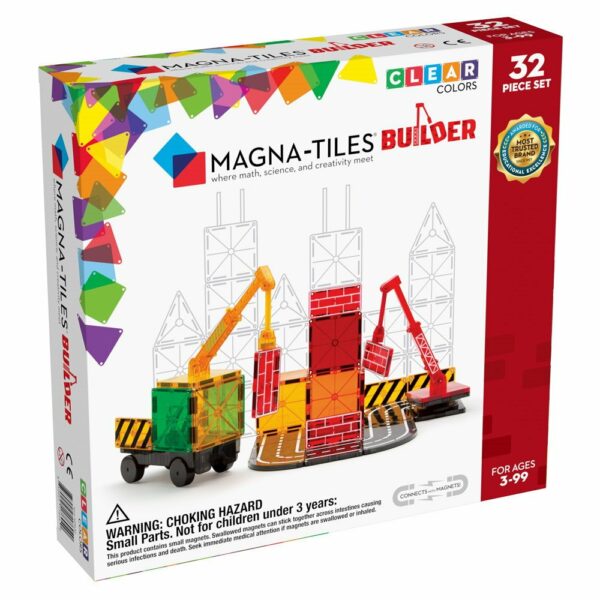 Magna-Tiles Set Builder 32 piese magnetice de construcție transparente colorate