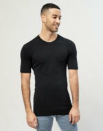 Tricou cu mânecă scurtă black din lână merinos organică pentru bărbaţi Dilling