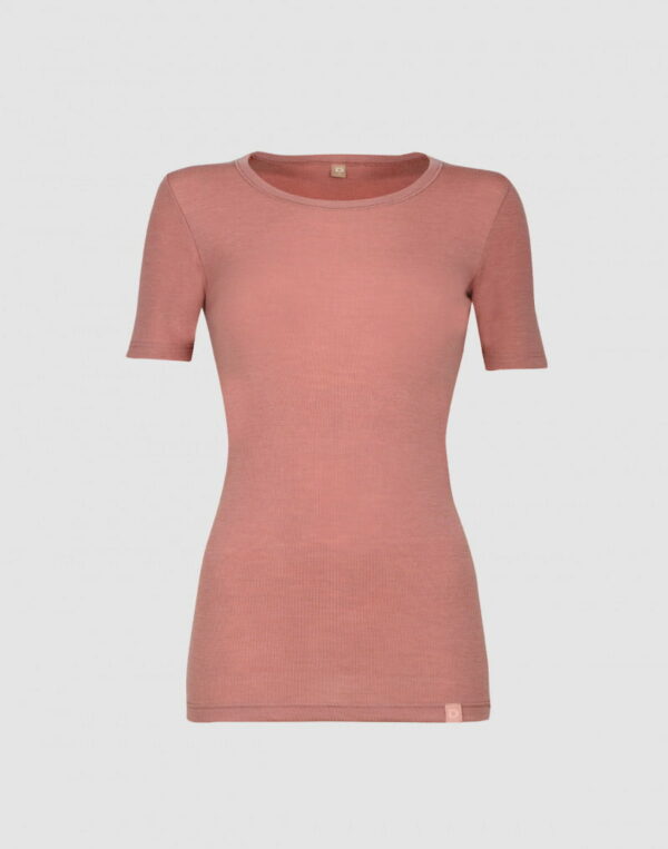 Tricou cu mânecă scurtă dark pink din lână merinos organică pentru femei Dilling 2