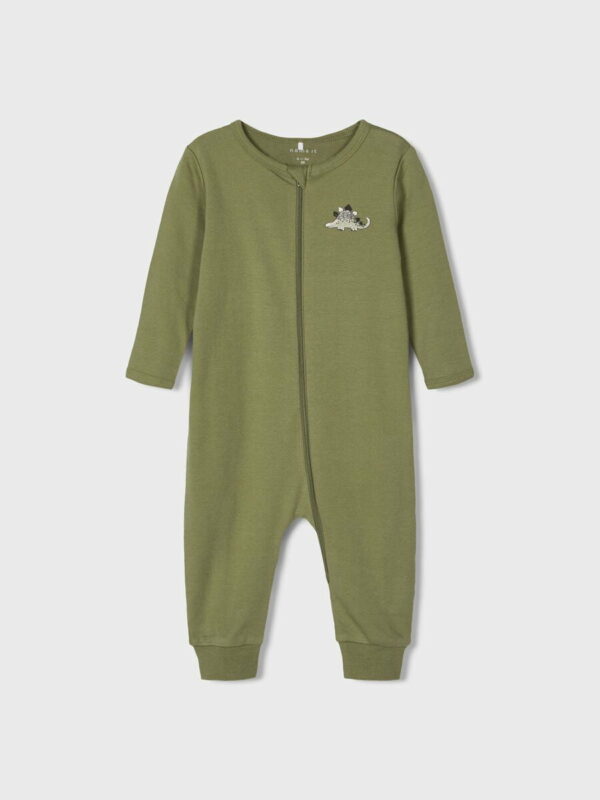 Salopetă pijama din bumbac organic cu fermoar pentru copii set 2 piese loden dino Name It 3