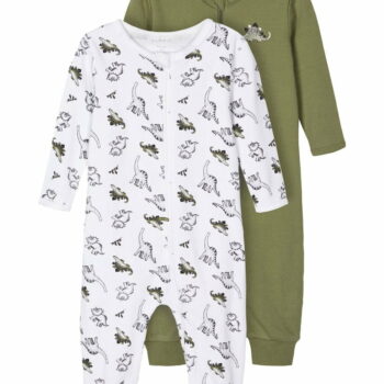 Salopetă pijama din bumbac organic cu fermoar pentru copii set 2 piese loden dino Name It 5