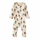 Salopetă pijama din bumbac organic și modal pentru copii oatmeal poodle Name It