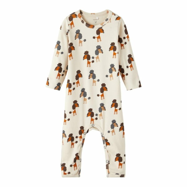 Salopetă pijama din bumbac organic și modal pentru copii oatmeal poodle Name It