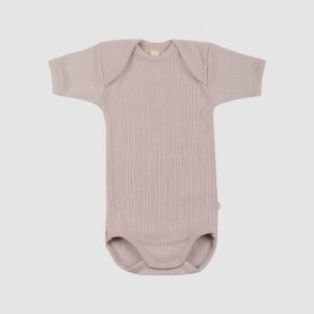 Body cu mânecă scurtă din lână merinos pentru bebeluși lavender Dilling