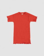 Tricou din lână merinos rib cu margini încrețite pentru copii red Dilling