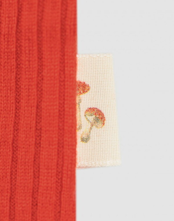 Rochie din lână merinos organică cu margini încrețite red Dilling