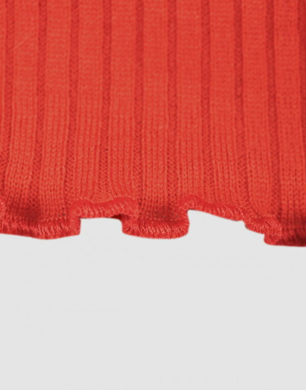 Rochie din lână merinos organică cu margini încrețite red Dilling