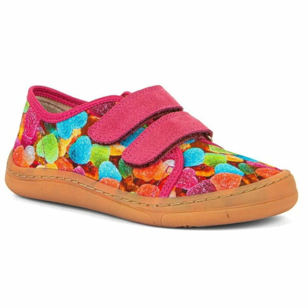 Pantofi barefoot din material textil și piele cu velcro şi talpă extra flexibilă multicolor Froddo