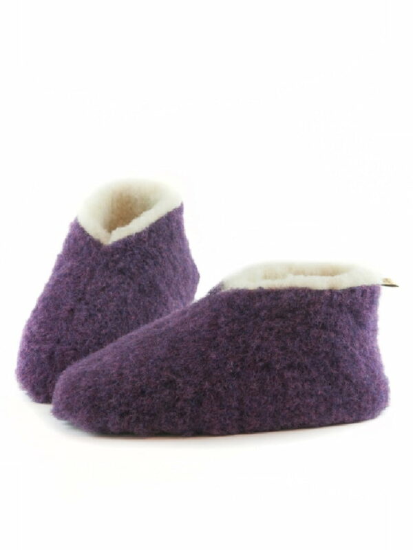 Papuci de casă lână cu talpă aniderapantă violet Skiper Alwero