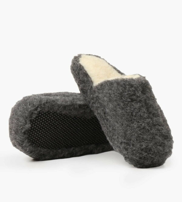 Papuci de casă lână cu talpă antiderapantă graphite Comfy Alwero