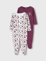Salopetă pijama din bumbac organic cu capse pentru copii pachet 2 bucăți prune purple Name It