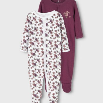 Salopetă pijama din bumbac organic cu capse pentru copii pachet 2 bucăți prune purple Name It