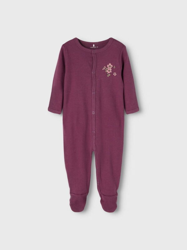 Salopetă pijama din bumbac organic cu capse pentru copii pachet 2 bucăți prune purple Name It 4