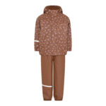 Set termic de ploaie și vânt (impermeabil) căptușit integral cu fleece aztek flowers Celavi