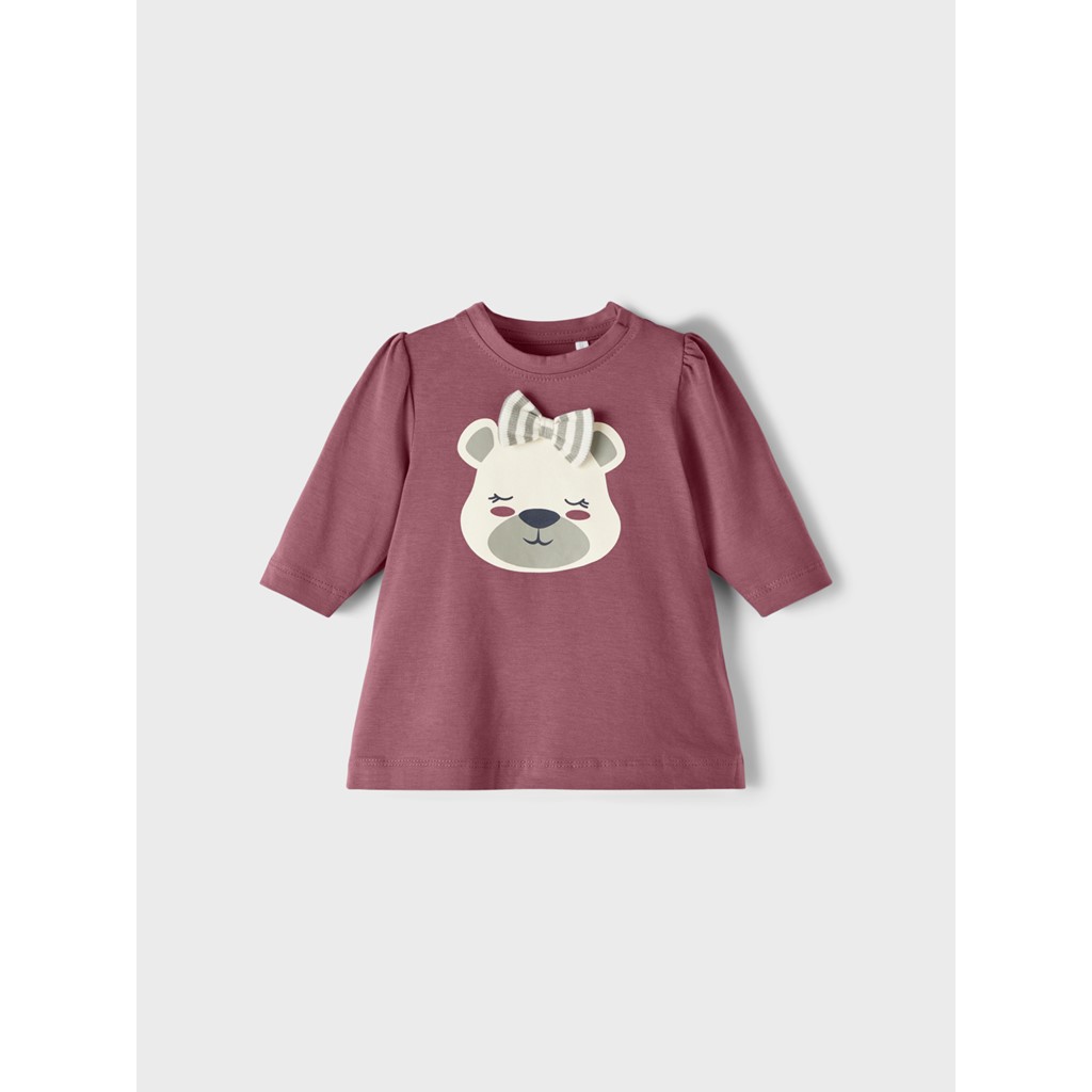 Bluză tunică Name It din bumbac organic cu imprimeu decorat rose