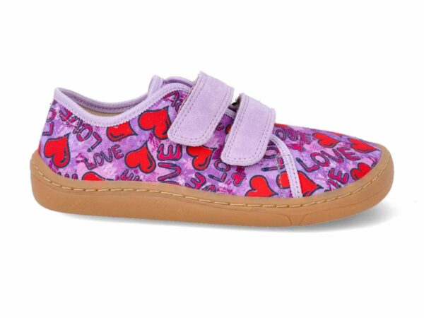 Pantofi barefoot din material textil și piele cu velcro şi talpă extra flexibilă lilac Froddo 1