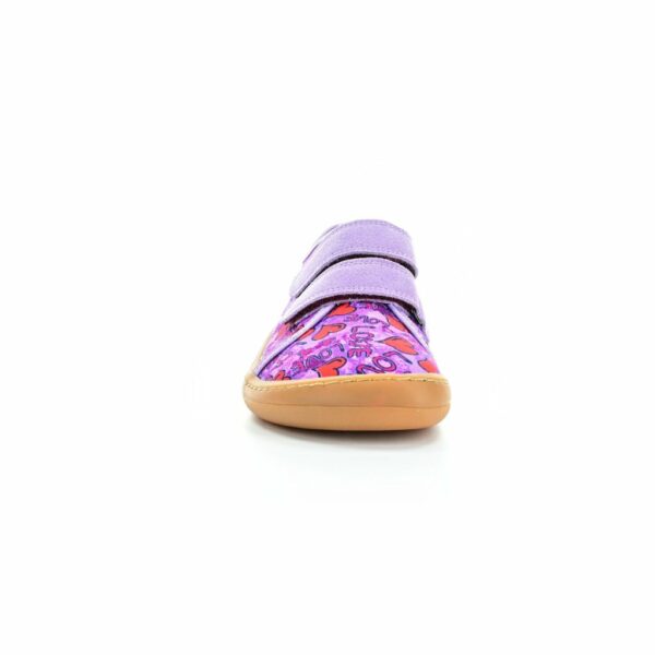 Pantofi barefoot din material textil și piele cu velcro şi talpă extra flexibilă lilac Froddo 4