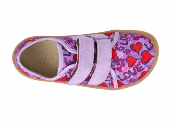 Pantofi barefoot din material textil și piele cu velcro şi talpă extra flexibilă lilac Froddo 5