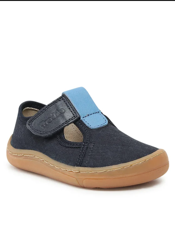 Pantofi barefoot din material textil cu velcro şi talpă extra flexibilă dark blue Froddo 1