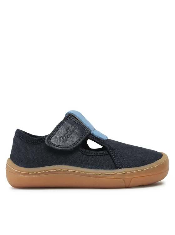Pantofi barefoot din material textil cu velcro şi talpă extra flexibilă dark blue Froddo 2