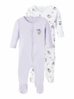 Salopetă pijama din bumbac organic cu capse pentru copii pachet 2 bucăți orchid petal Name It 2