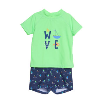 Set tricou şi slip de baie UPF50+ Vivid Green Color Kids