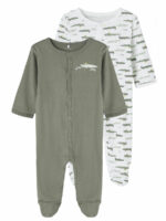 Salopetă pijama din bumbac organic cu capse pentru copii pachet 2 bucăți agave green Name It