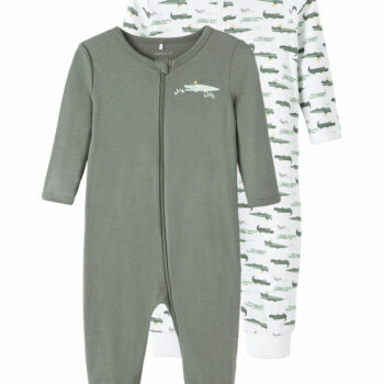 Salopetă pijama din bumbac organic cu fermoar pentru copii pachet 2 bucăți agave green Name It