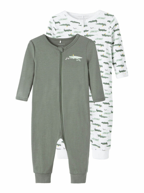 Salopetă pijama din bumbac organic cu fermoar pentru copii pachet 2 bucăți agave green Name It