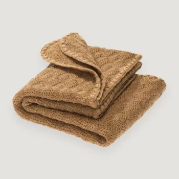 Pătură Disana din lână merinos tricotată pentru bebeluși Caramel