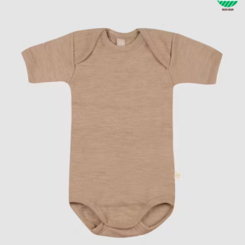 Body mânecă scurtă lână merinos organică bebeluși caramel Dilling